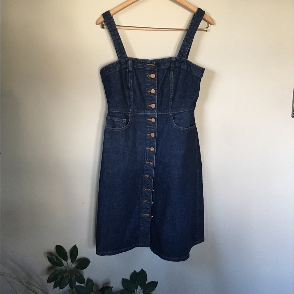 🌟RARE🌟 Madewell denim overall dress 8 EUC jeans